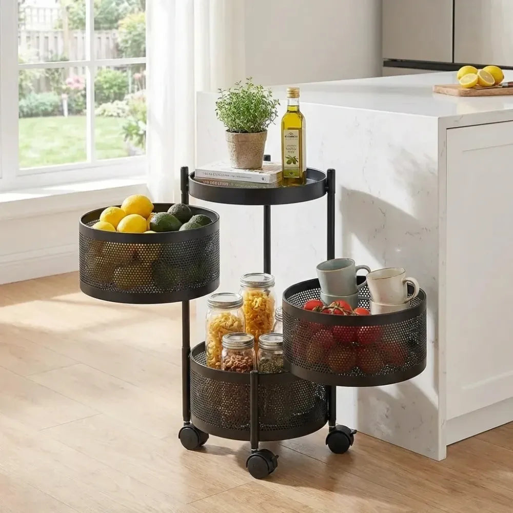 Rotating metal kitchen trolley - home &