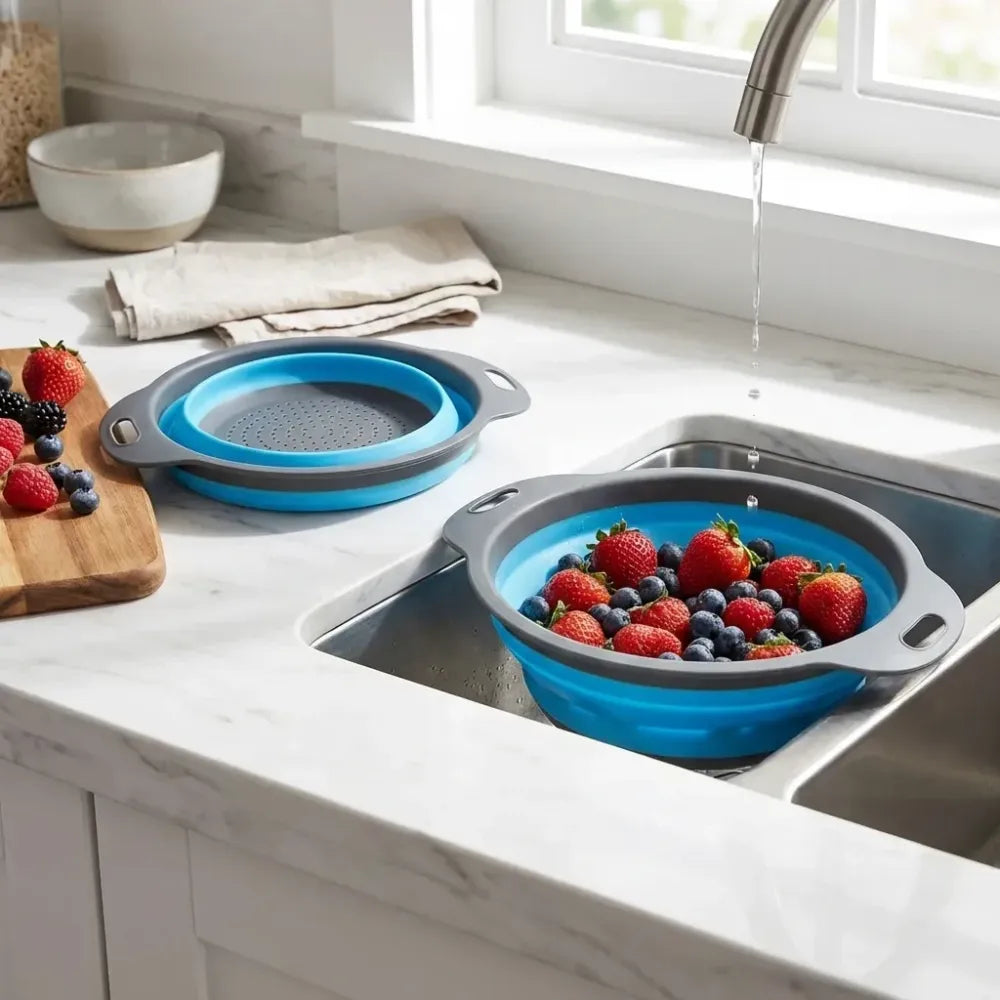 Round foldable silicone strainer - home & kitchen