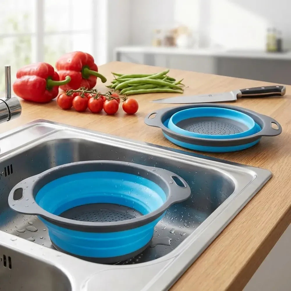 Round foldable silicone strainer - home & kitchen