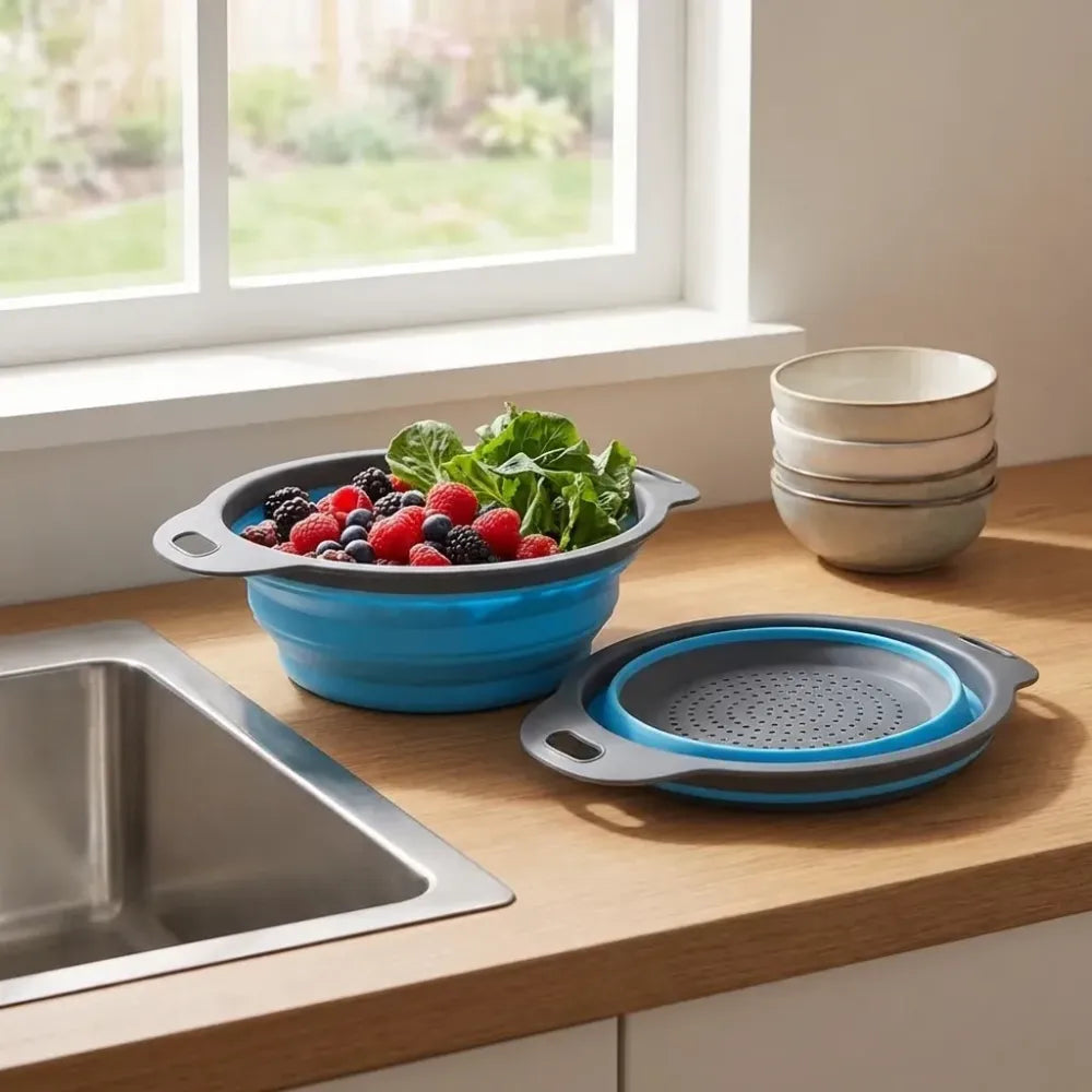 Round foldable silicone strainer - home & kitchen