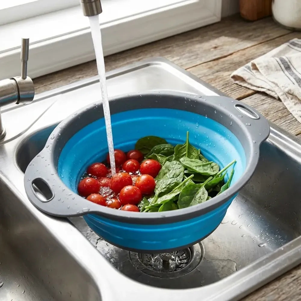 Round foldable silicone strainer - home & kitchen