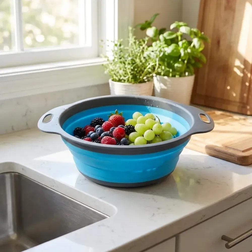 Round foldable silicone strainer - home & kitchen