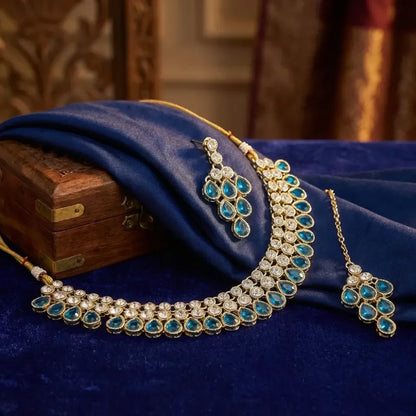 Royal blue kundan set – 3 pcs - jeweller set