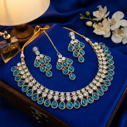 Royal blue kundan set – 3 pcs - jeweller set