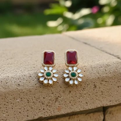 Royal kundan necklace set – red & green stones - jeweller set