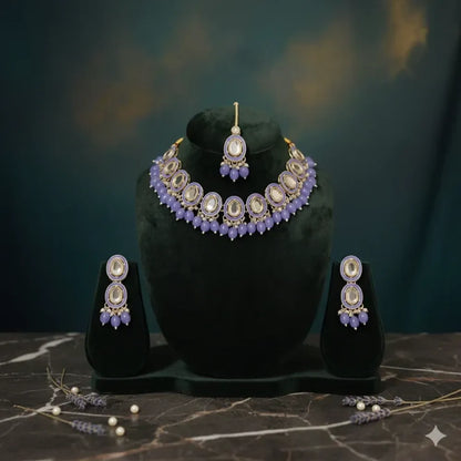 Royal lavender meenakari & kundan set - jeweller set