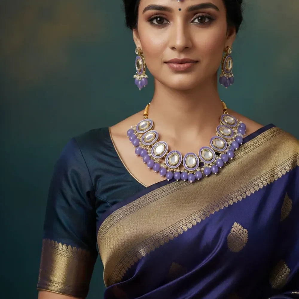 Royal lavender meenakari & kundan set - jeweller set