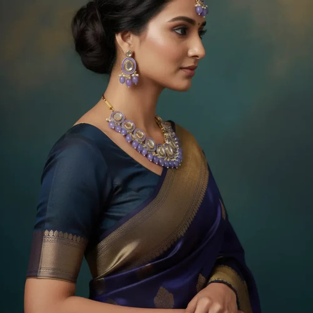 Royal lavender meenakari & kundan set - jeweller set