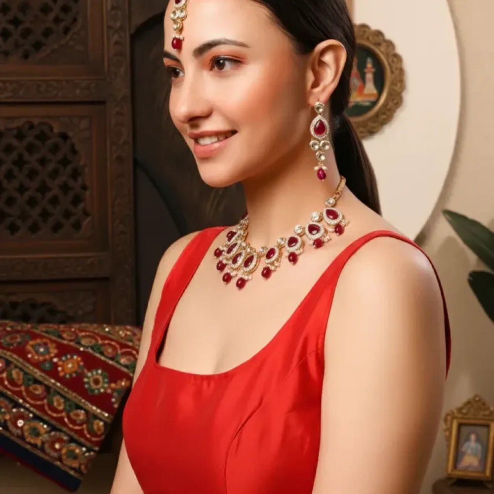 Royal magenta kundan choker set - jeweller set