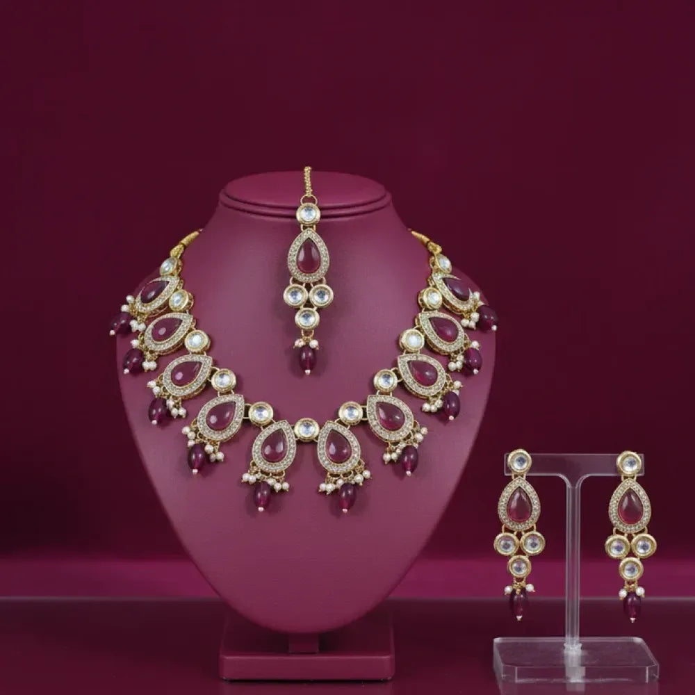 Royal magenta kundan choker set - jeweller set