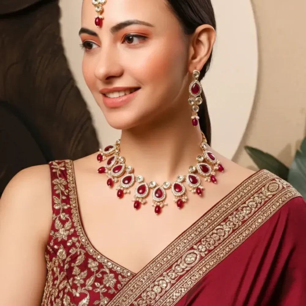 Royal magenta kundan choker set - jeweller set