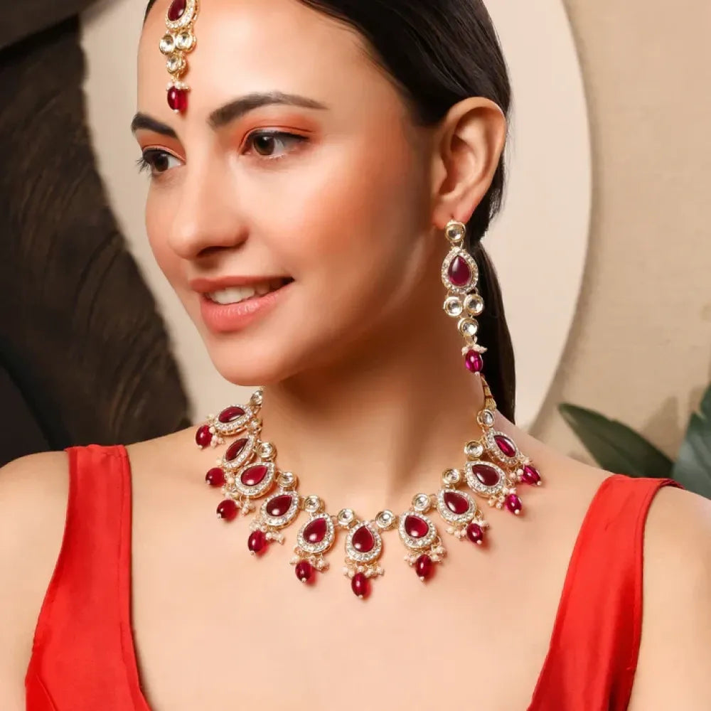 Royal magenta kundan choker set - jeweller set