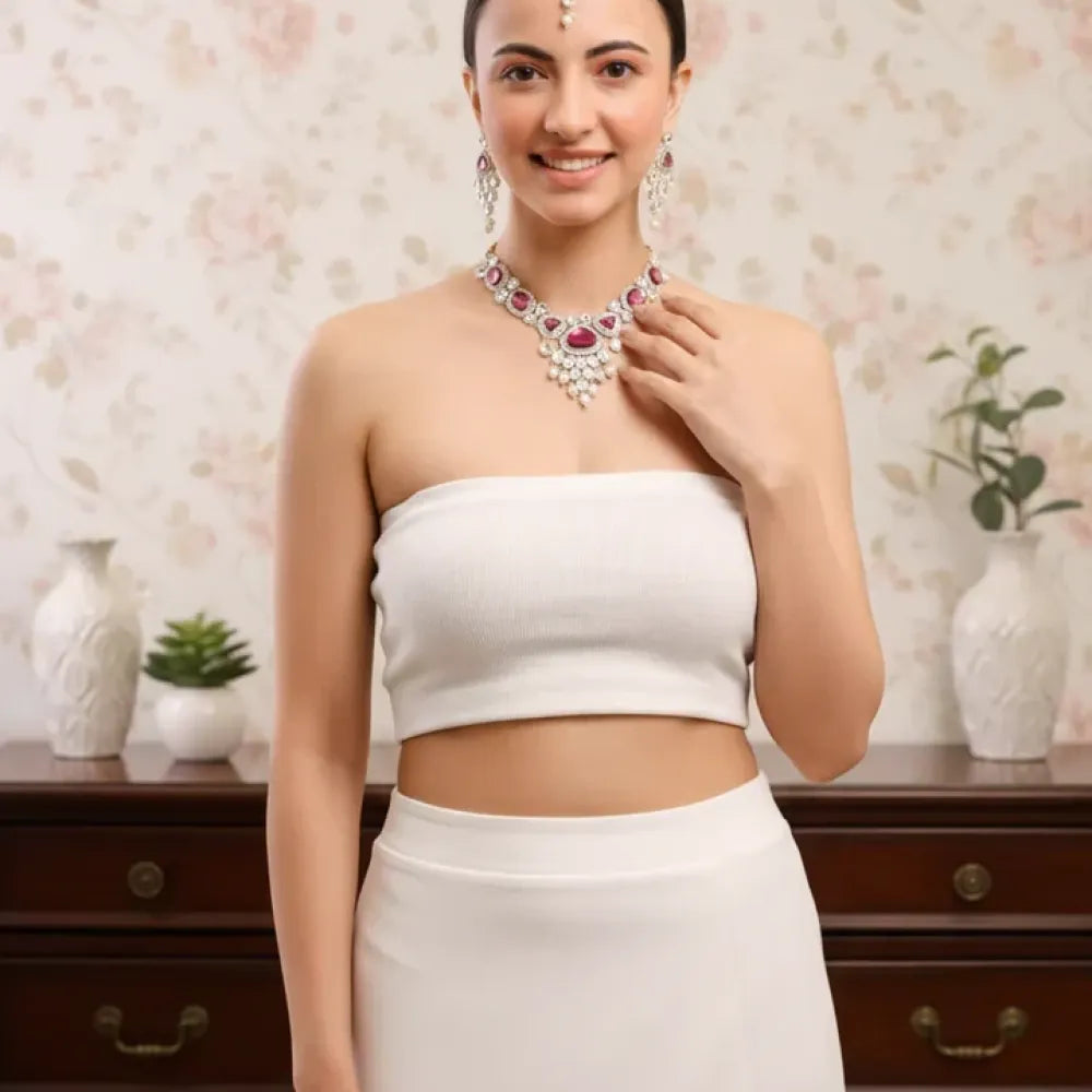 Ruby pink kundan choker set - jeweller set