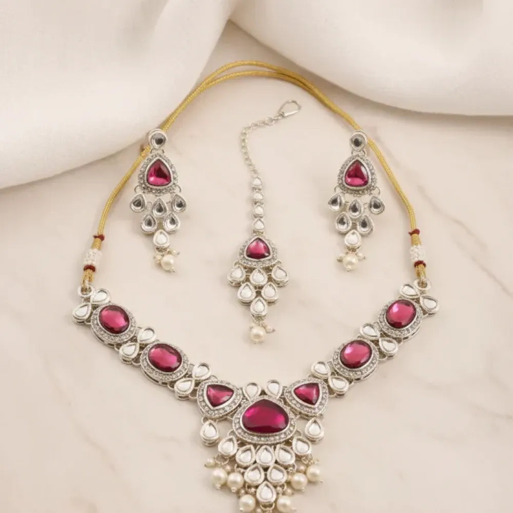 Ruby pink kundan choker set - jeweller set