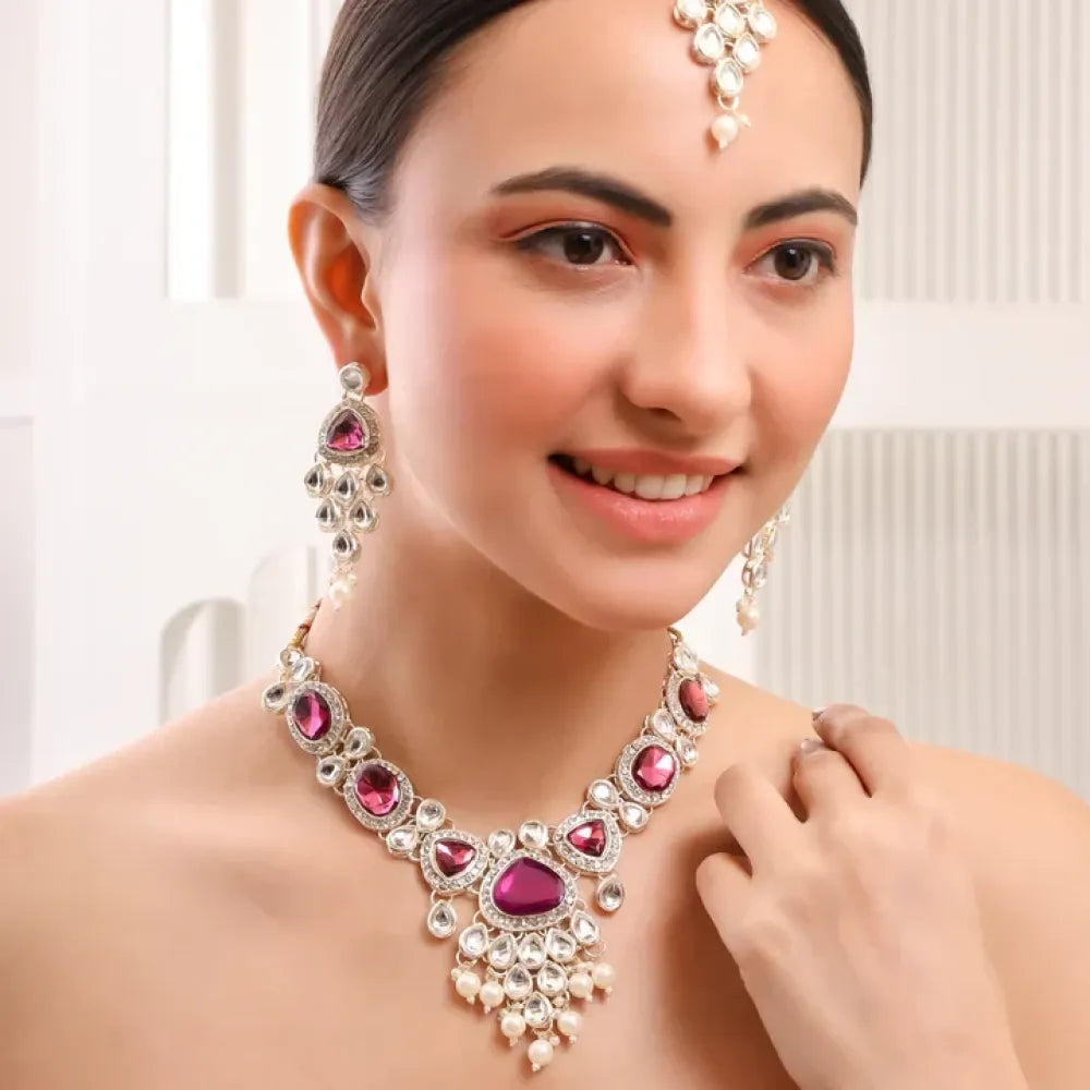 Ruby pink kundan choker set - jeweller set