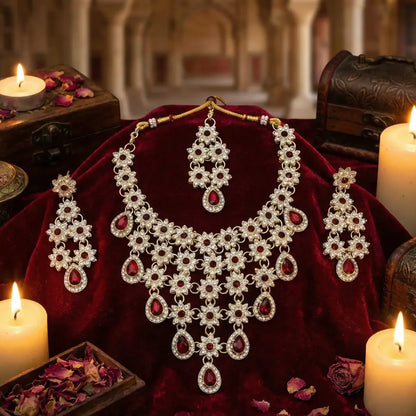 Ruby red floral kundan set - jeweller set