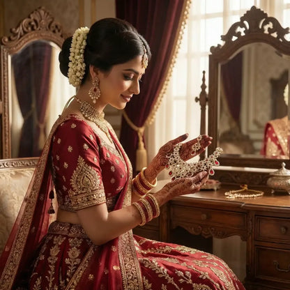 Ruby red floral kundan set - jeweller set