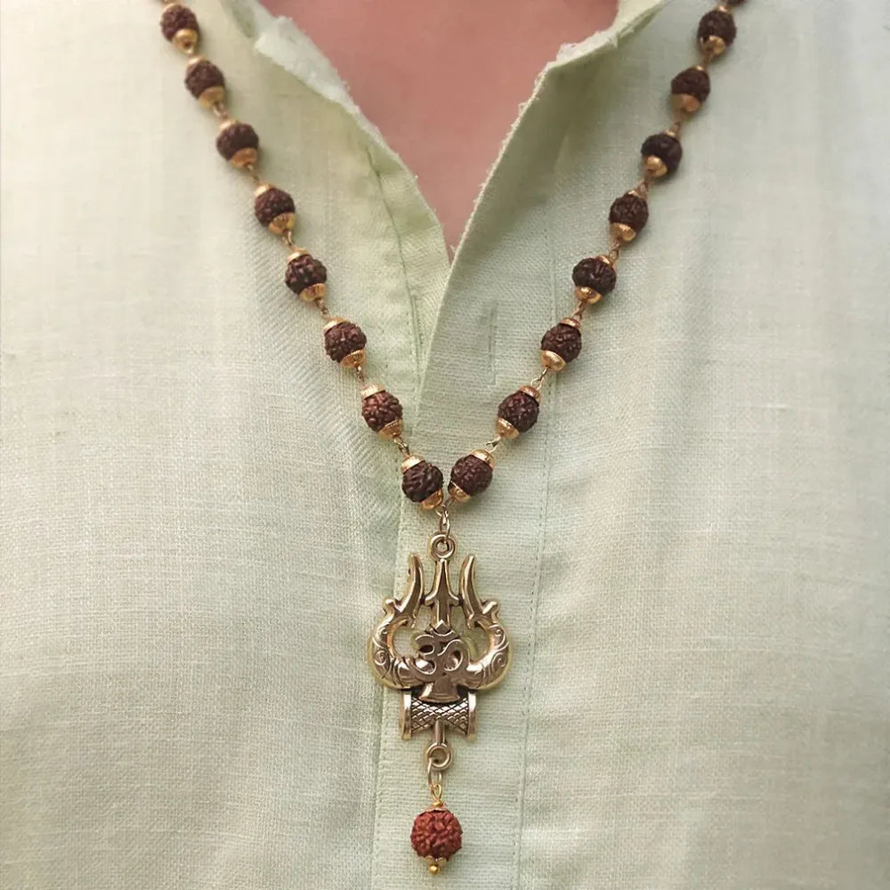 Panchmukhi rudraksha om shiva trishool mala