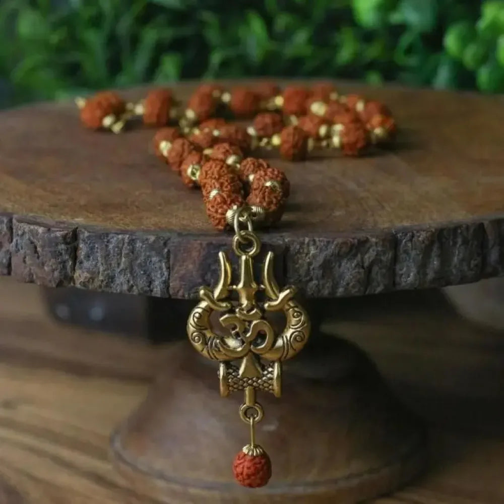 Panchmukhi rudraksha om shiva trishool mala