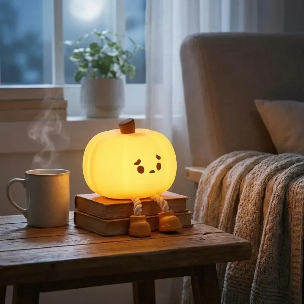 Sad pumpkin silicone night lamp