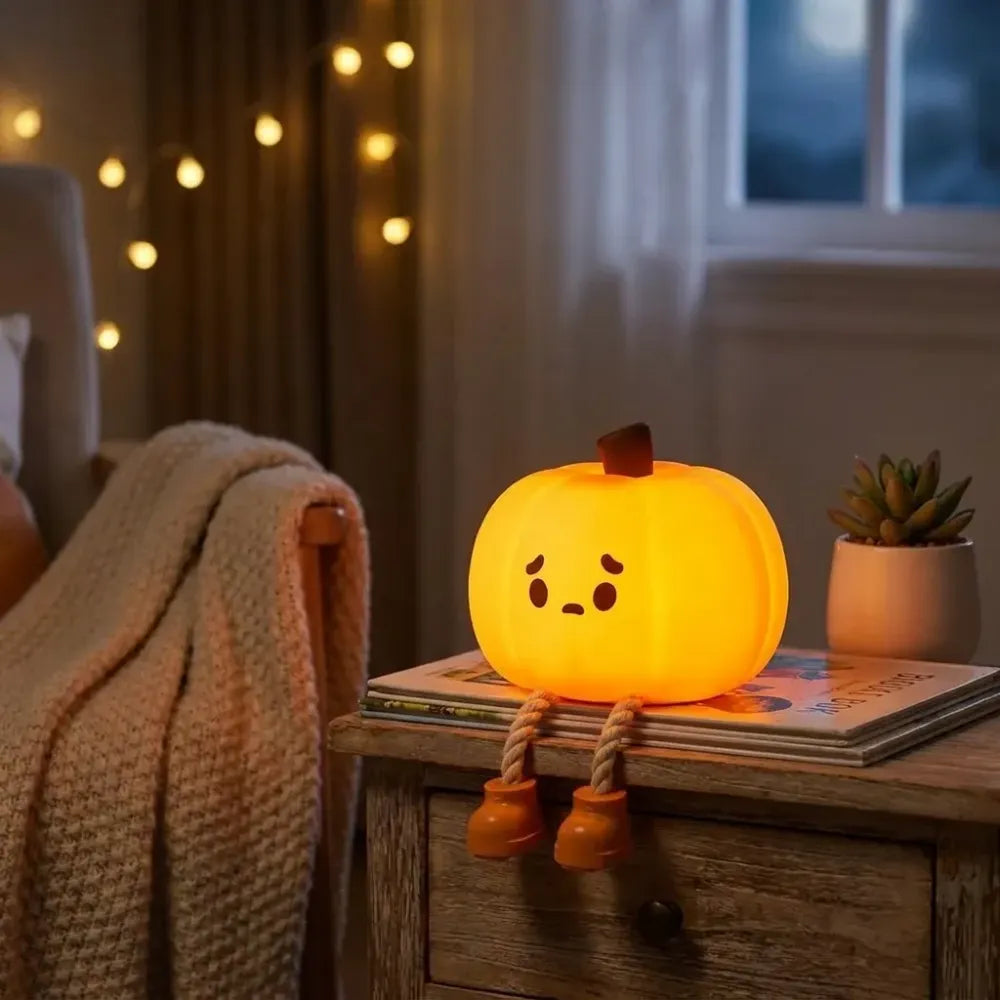 Sad pumpkin silicone night lamp