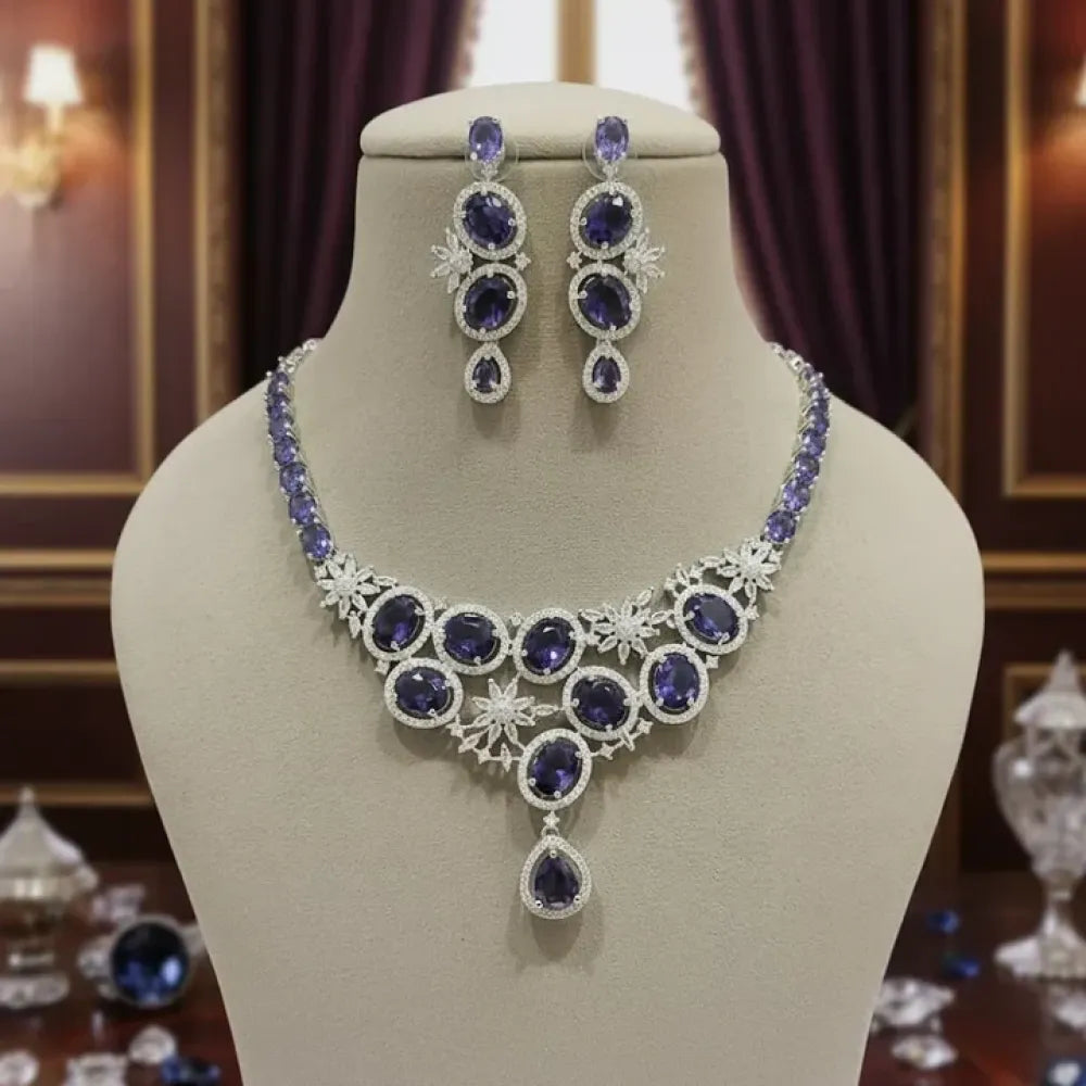 Sapphire blue ad necklace set – 2 pcs