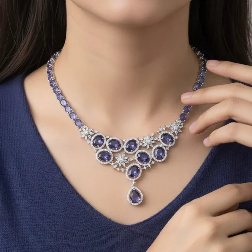 Sapphire blue ad necklace set – 2 pcs