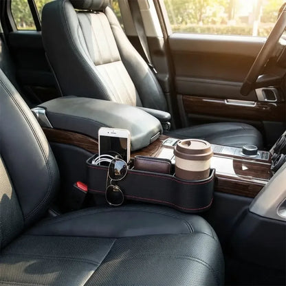 Seat pockets pu leather car console side organizer with assorted colour