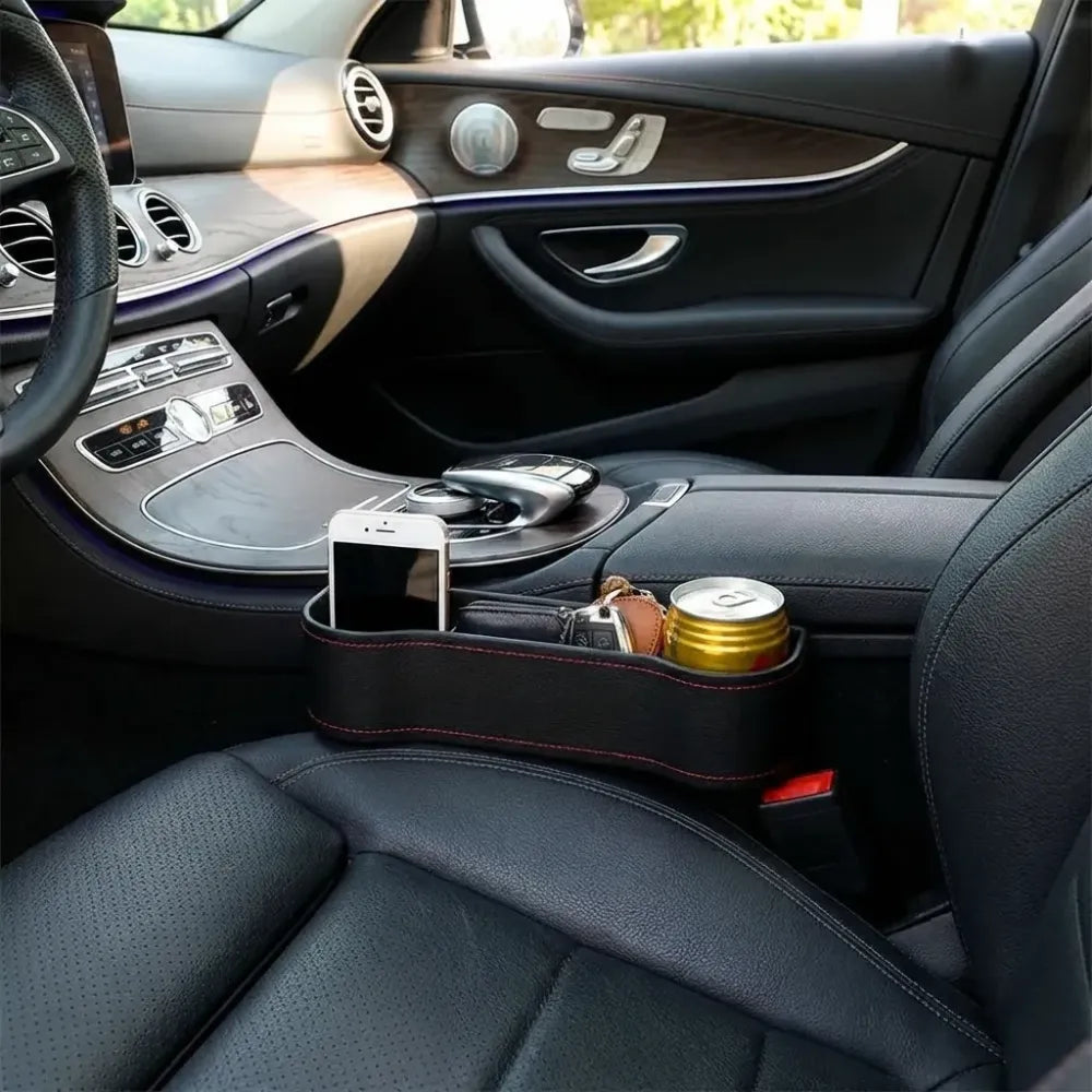 Seat pockets pu leather car console side organizer with assorted colour