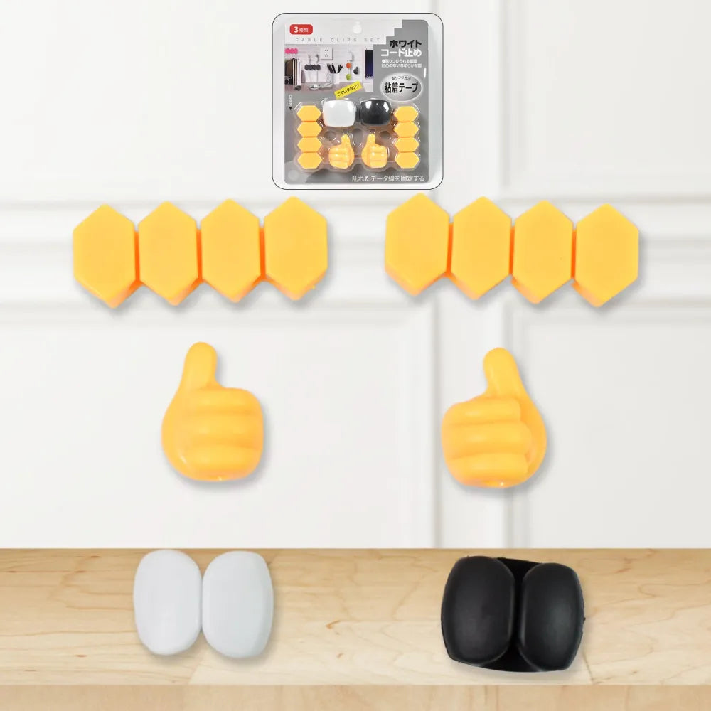 Self adhesive hooks for cable clips desktop organizer (6 pcs set mix design) - electronics