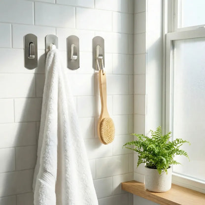 Self- adhesive hooks heavy duty wall hangers stainless steel waterproof sticky for hanging robe coat towel kitchen