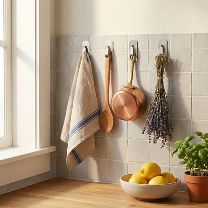 Self- adhesive hooks heavy duty wall hangers stainless steel waterproof sticky for hanging robe coat towel kitchen