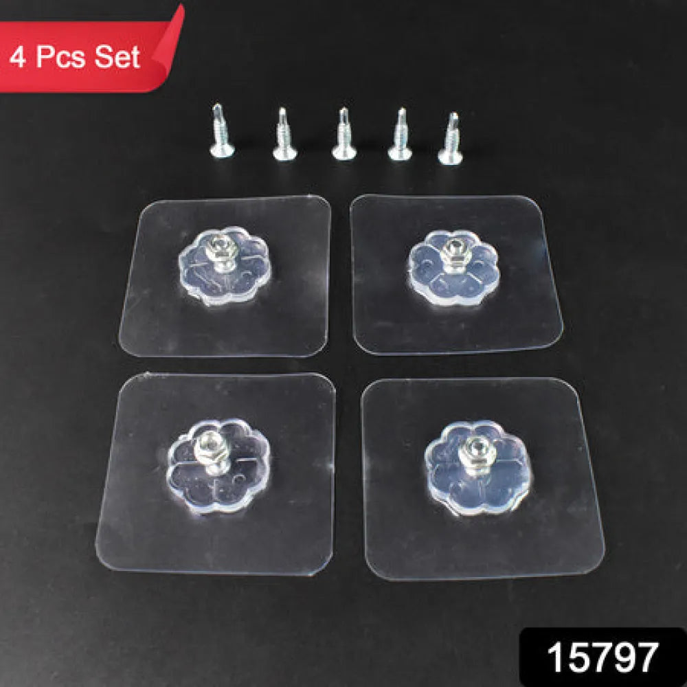 Self adhesive hooks sticker screw nut and bolt type (4 pcs set) - home & kitchen