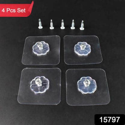 Self adhesive hooks sticker screw nut and bolt type (4 pcs set) - home & kitchen