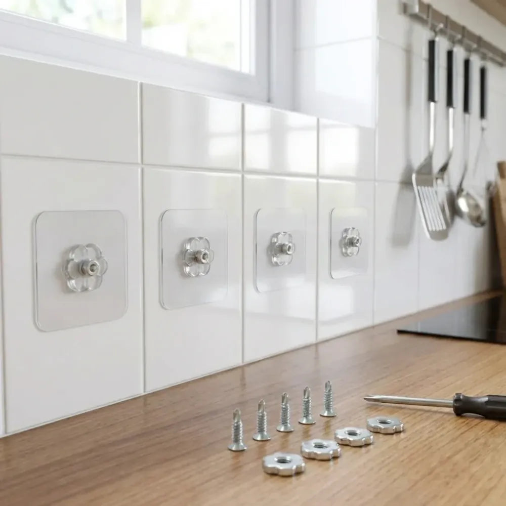 Self adhesive hooks sticker screw nut and bolt type (4 pcs set) - home & kitchen