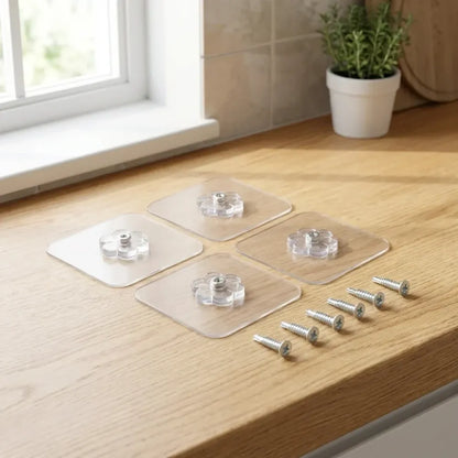 Self adhesive hooks sticker screw nut and bolt type (4 pcs set) - home & kitchen