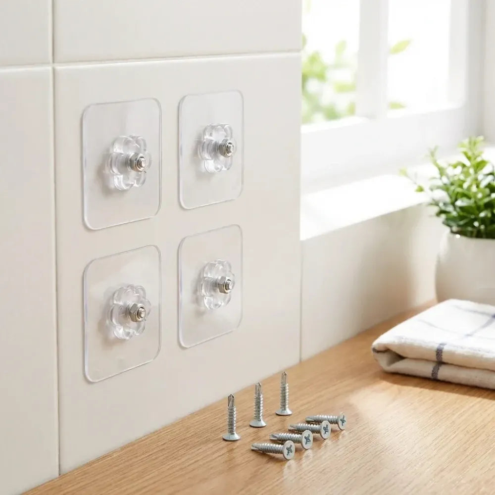 Self adhesive hooks sticker screw nut and bolt type (4 pcs set) - home & kitchen
