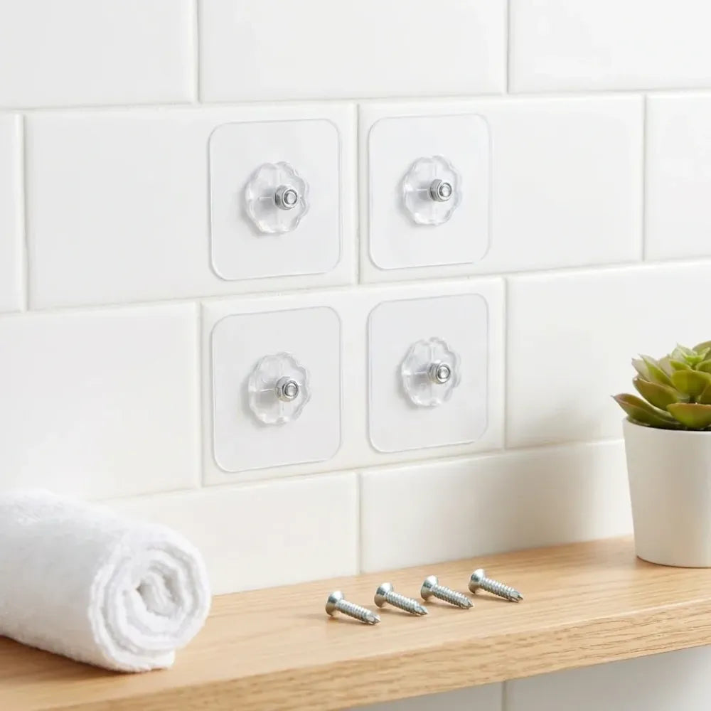 Self adhesive hooks sticker screw nut and bolt type (4 pcs set) - home & kitchen