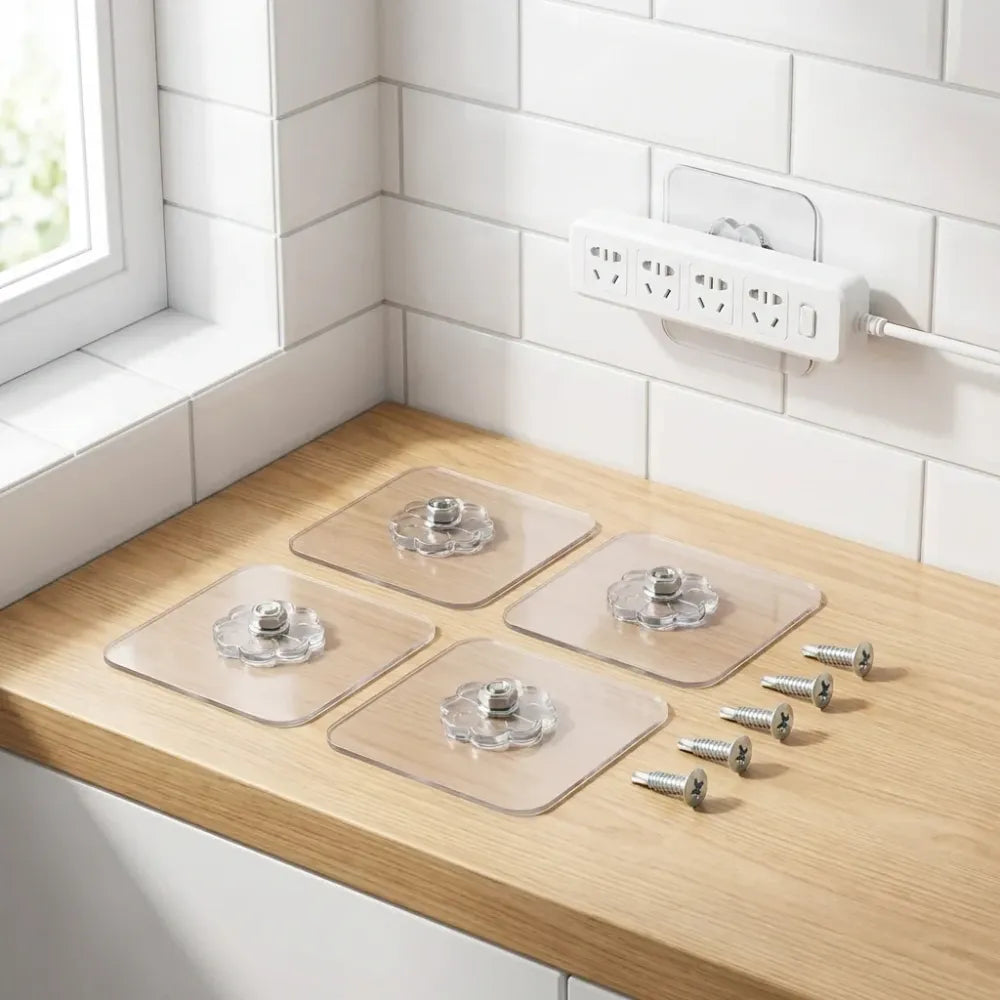 Self adhesive hooks sticker screw nut and bolt type (4 pcs set) - home & kitchen