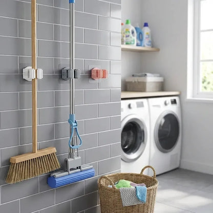 Self-adhesive mop broom holder - home improvement