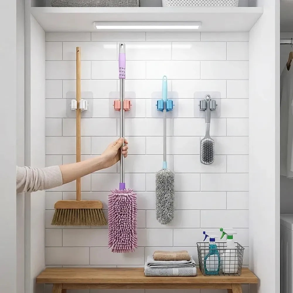 Self-adhesive mop broom holder - home improvement