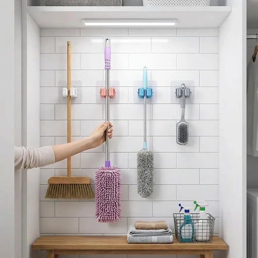 Self-adhesive mop broom holder - home improvement