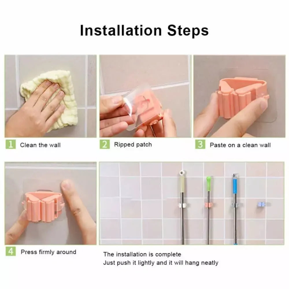 Self-adhesive mop broom holder - home improvement