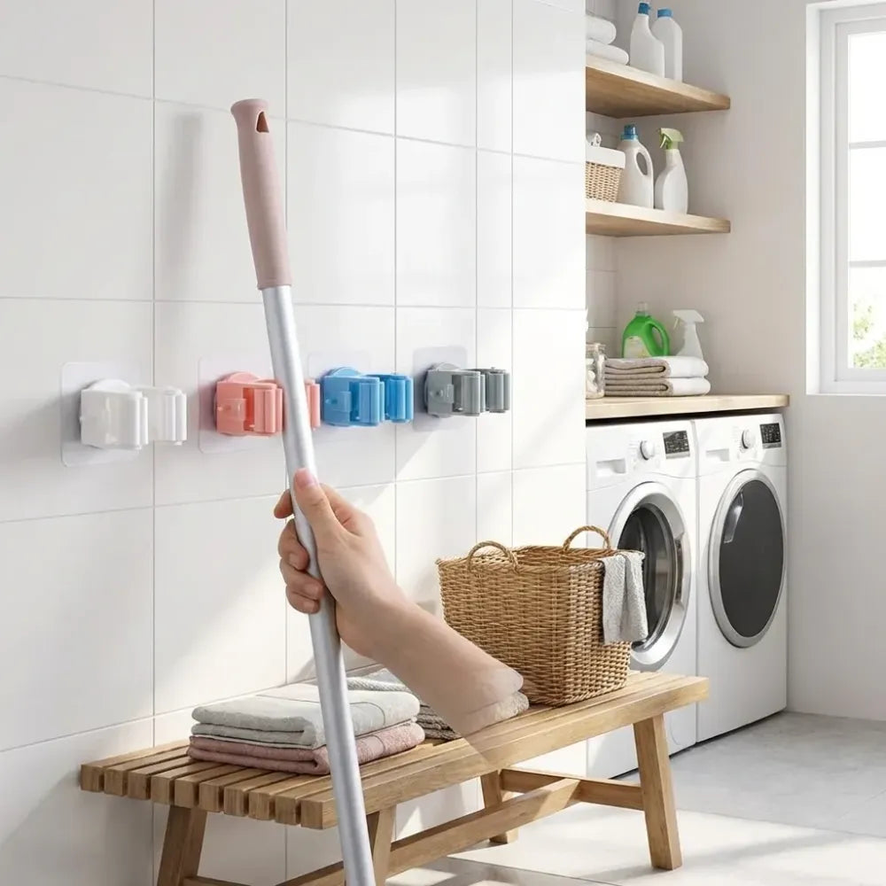 Self-adhesive mop broom holder - home improvement