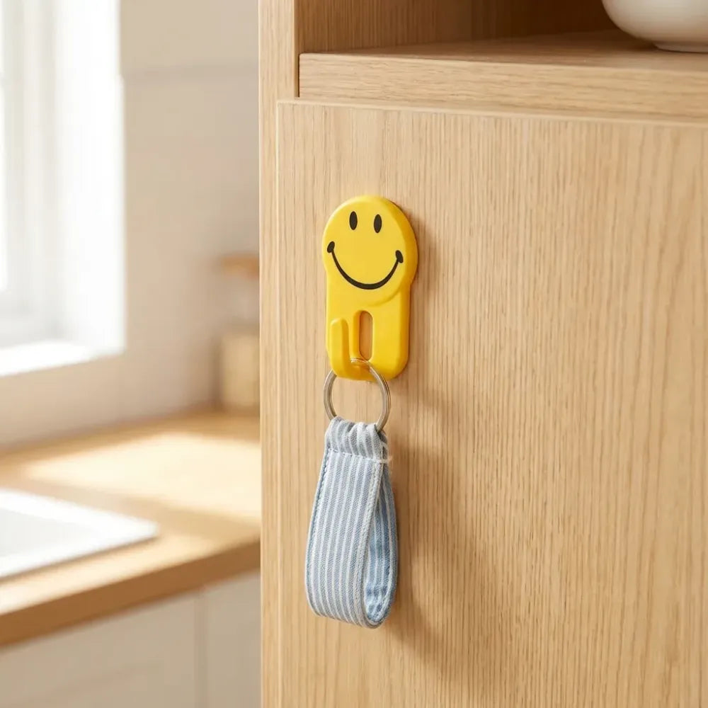 Self-adhesive smiley face hooks - home decor