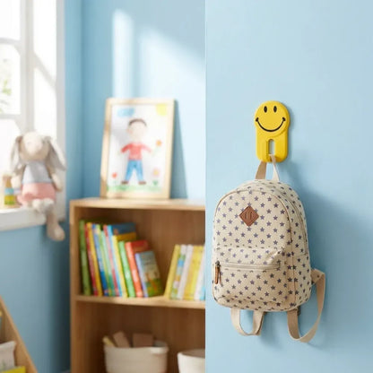 Self-adhesive smiley face hooks - home decor