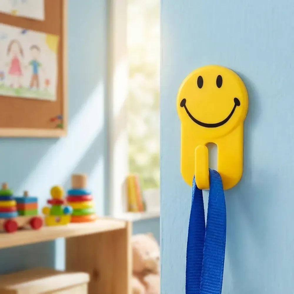Self-adhesive smiley face hooks - home decor