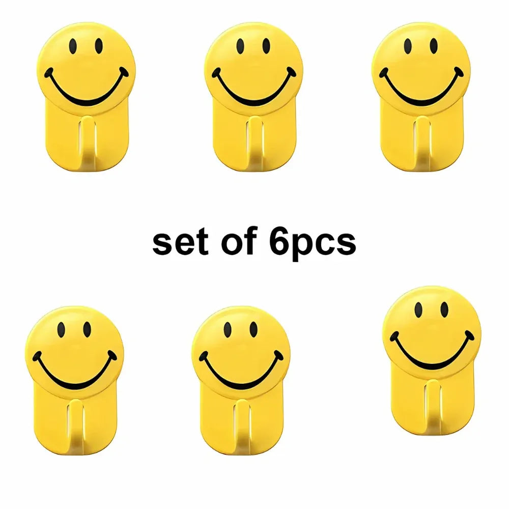 Self-adhesive smiley face hooks - home decor