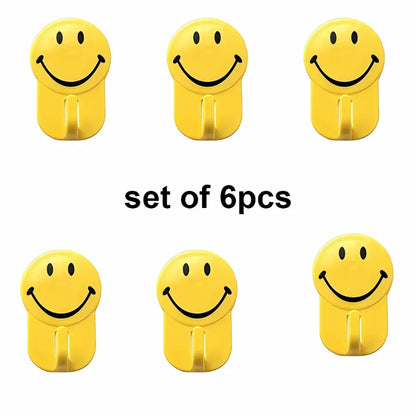 Self-adhesive smiley face hooks - home decor