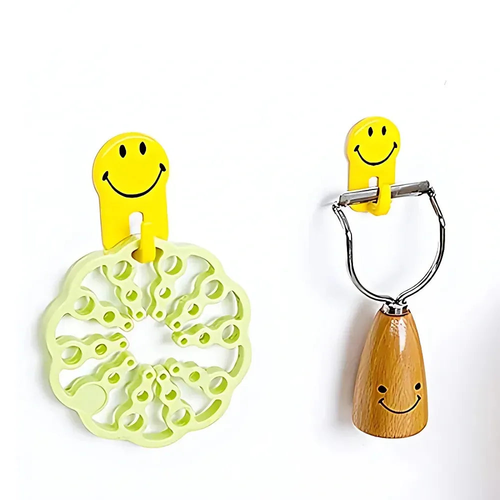 Self-adhesive smiley face hooks - home decor